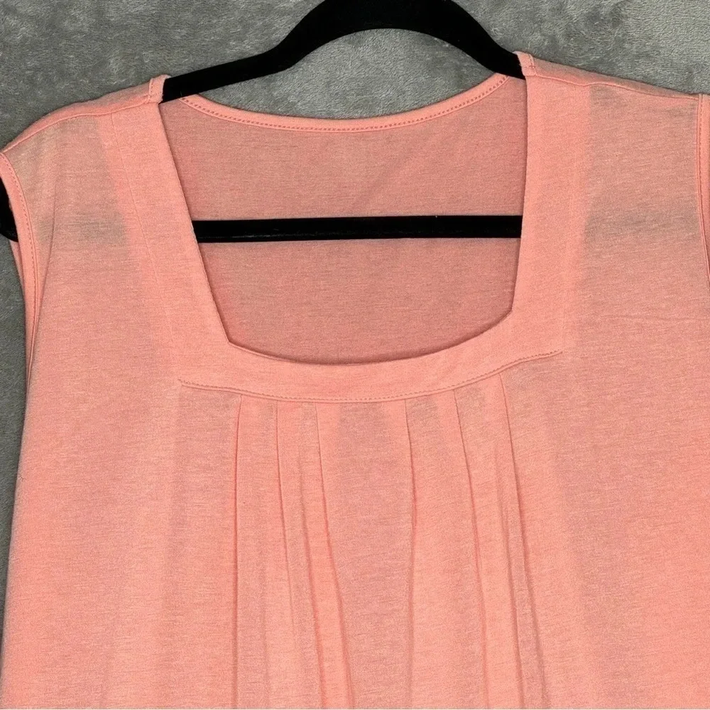 Amazon 3X Shirt Top Peach Orange Solid Sleeveless Square Neck Stretch Knit - Picture 3 of 7